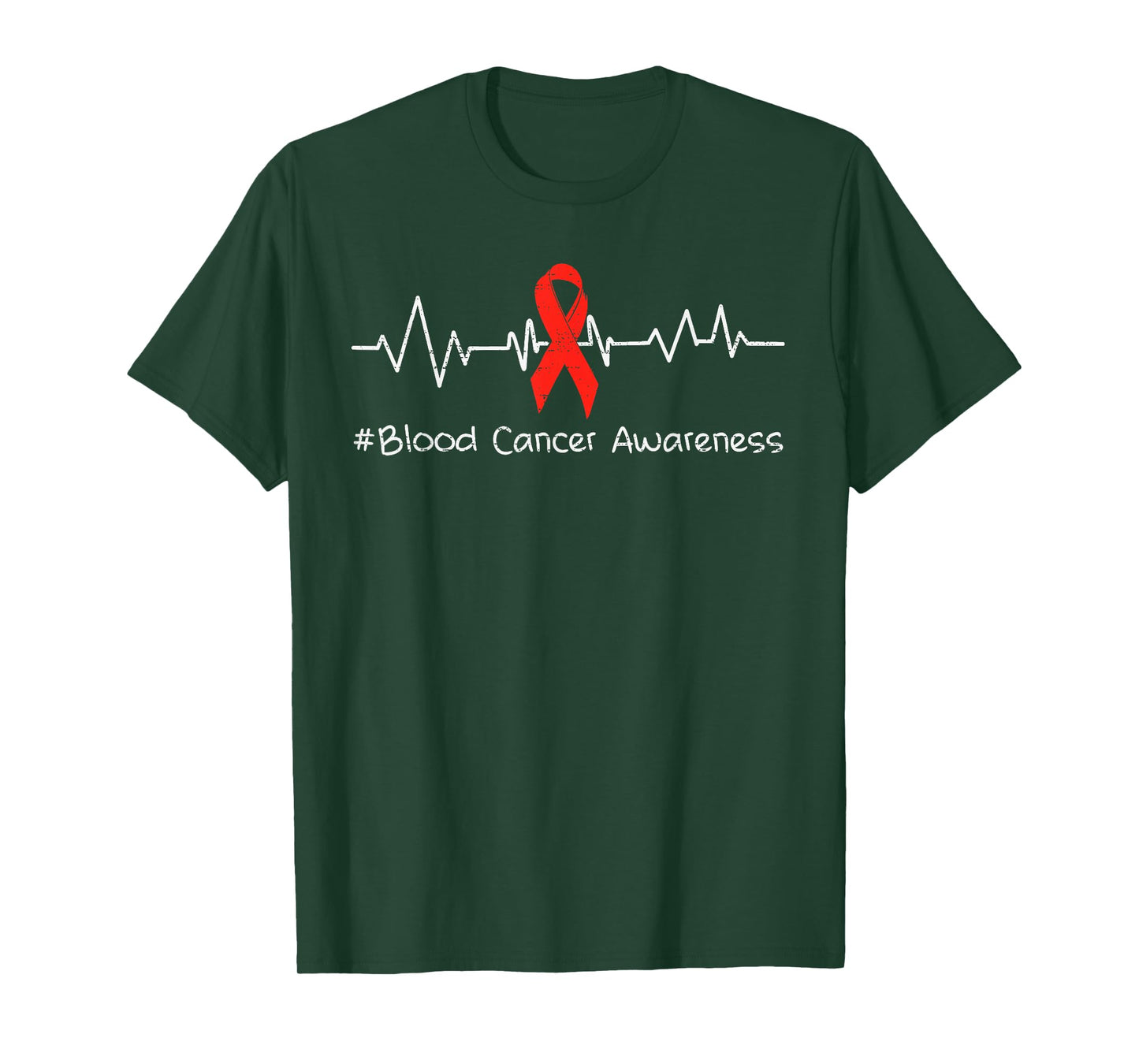 Blood Cancer Awareness Heartbeat Ribbon Red Support T-Shirt