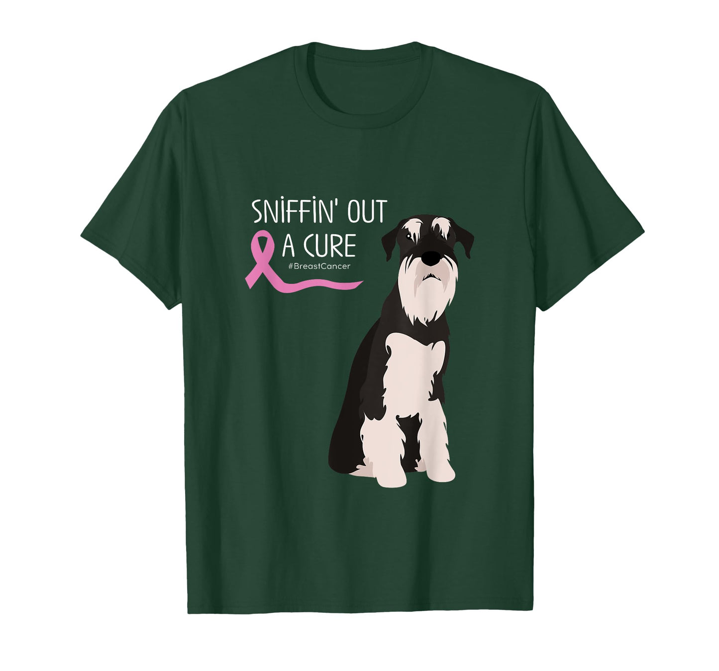 Schnauzer Dog Lover Breast Cancer Awareness T-Shirt