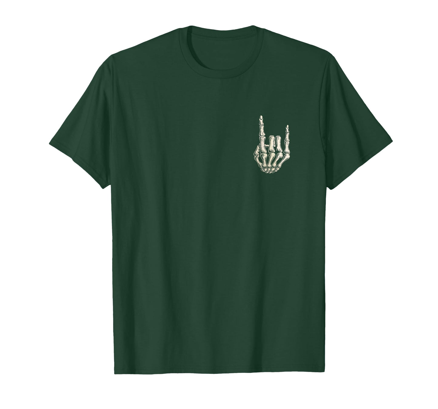 Skeleton Hand Rocker Hand Sign Rock & Roll Halloween Pocket T-Shirt