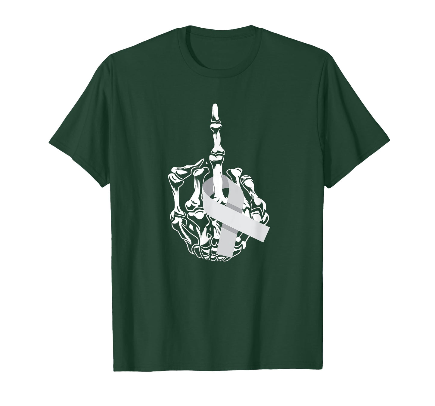 Fuck Brain Cancer Middle Finger Grey Ribbon Brain Cancer T-Shirt