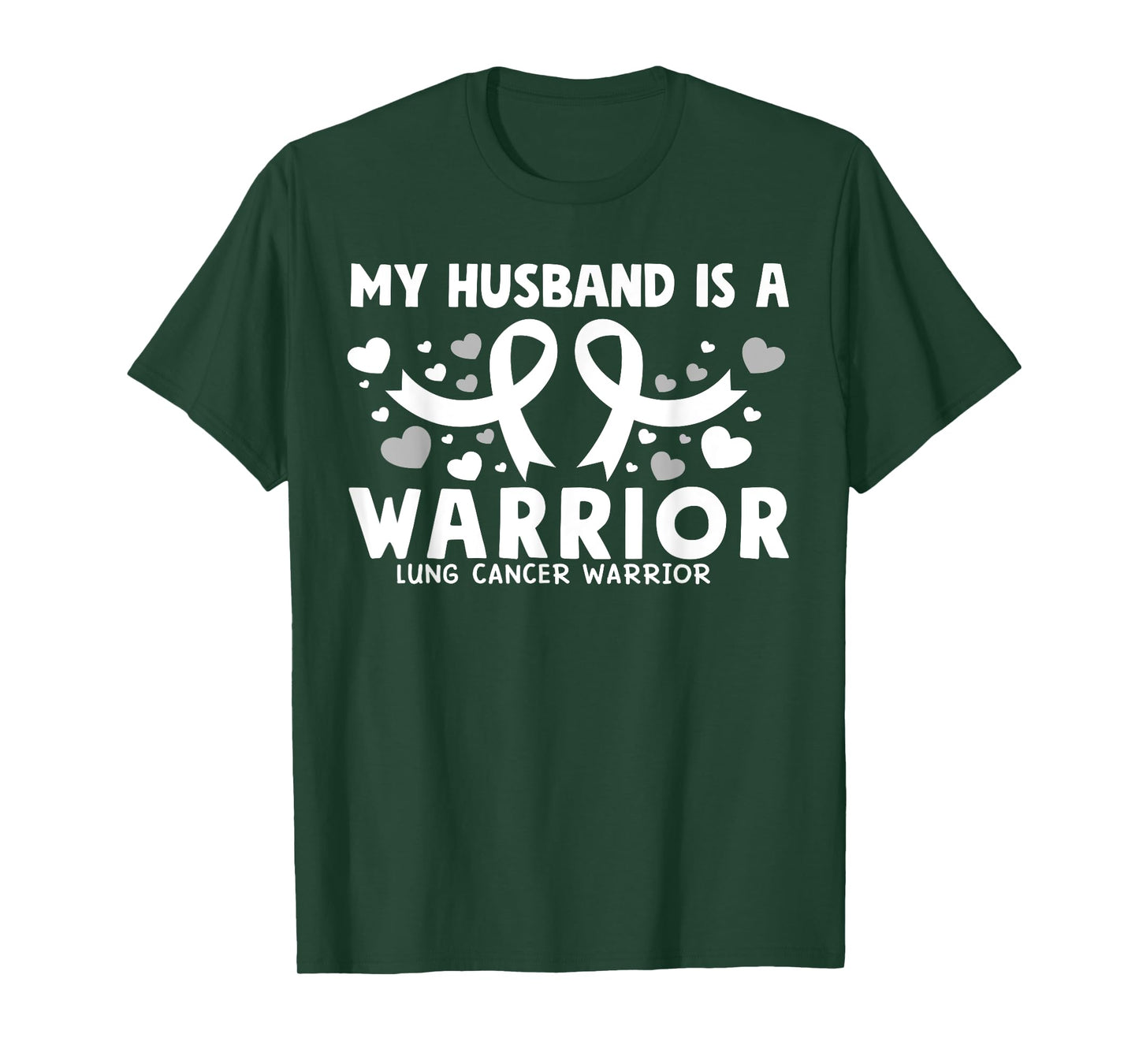 My husband is a Warrior White Ribbon Lung Cancer Awareness T-Shirt
