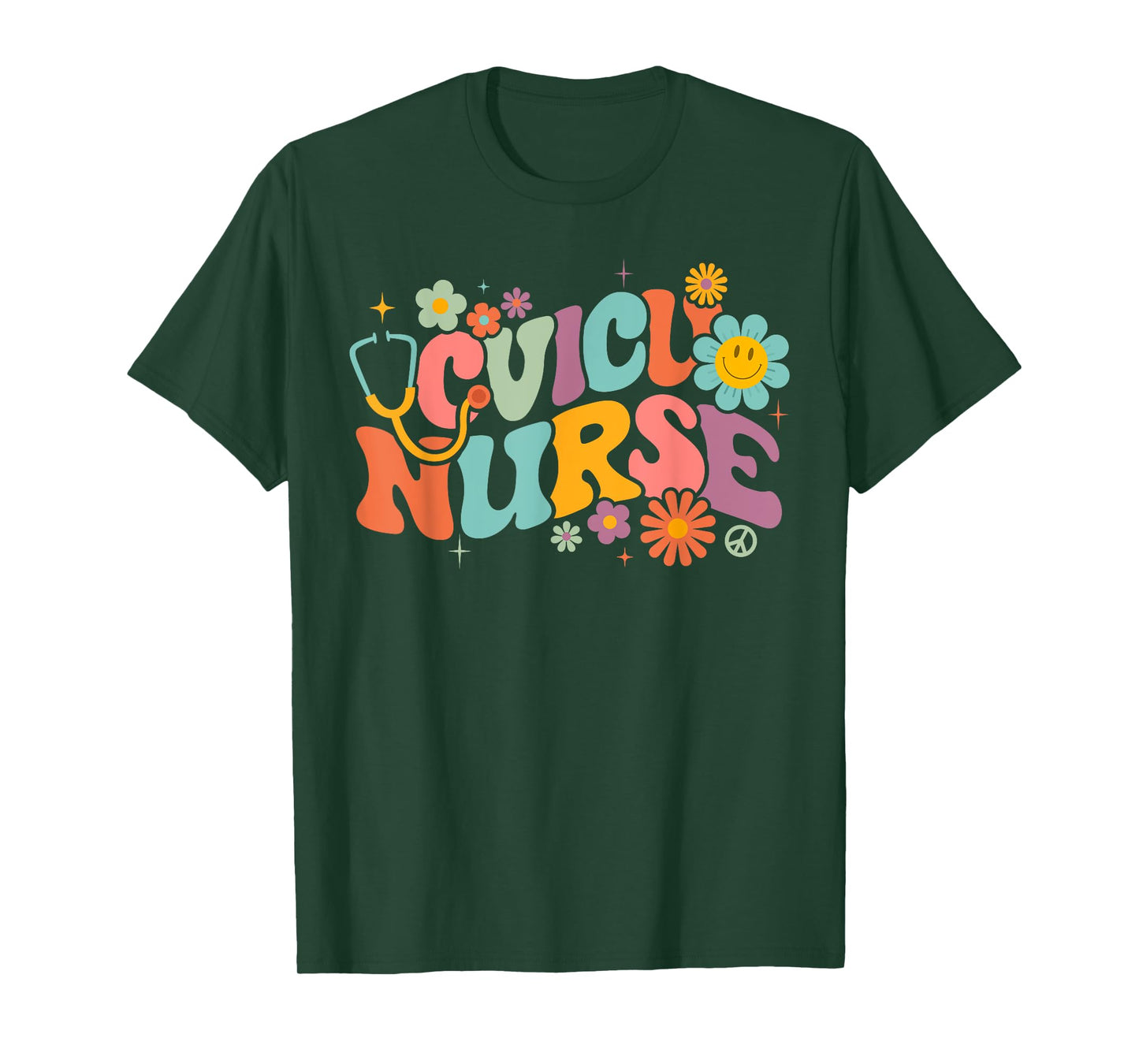 Retro Groovy CVICU Nurse Cardiovascular Intensive Care Unit T-Shirt