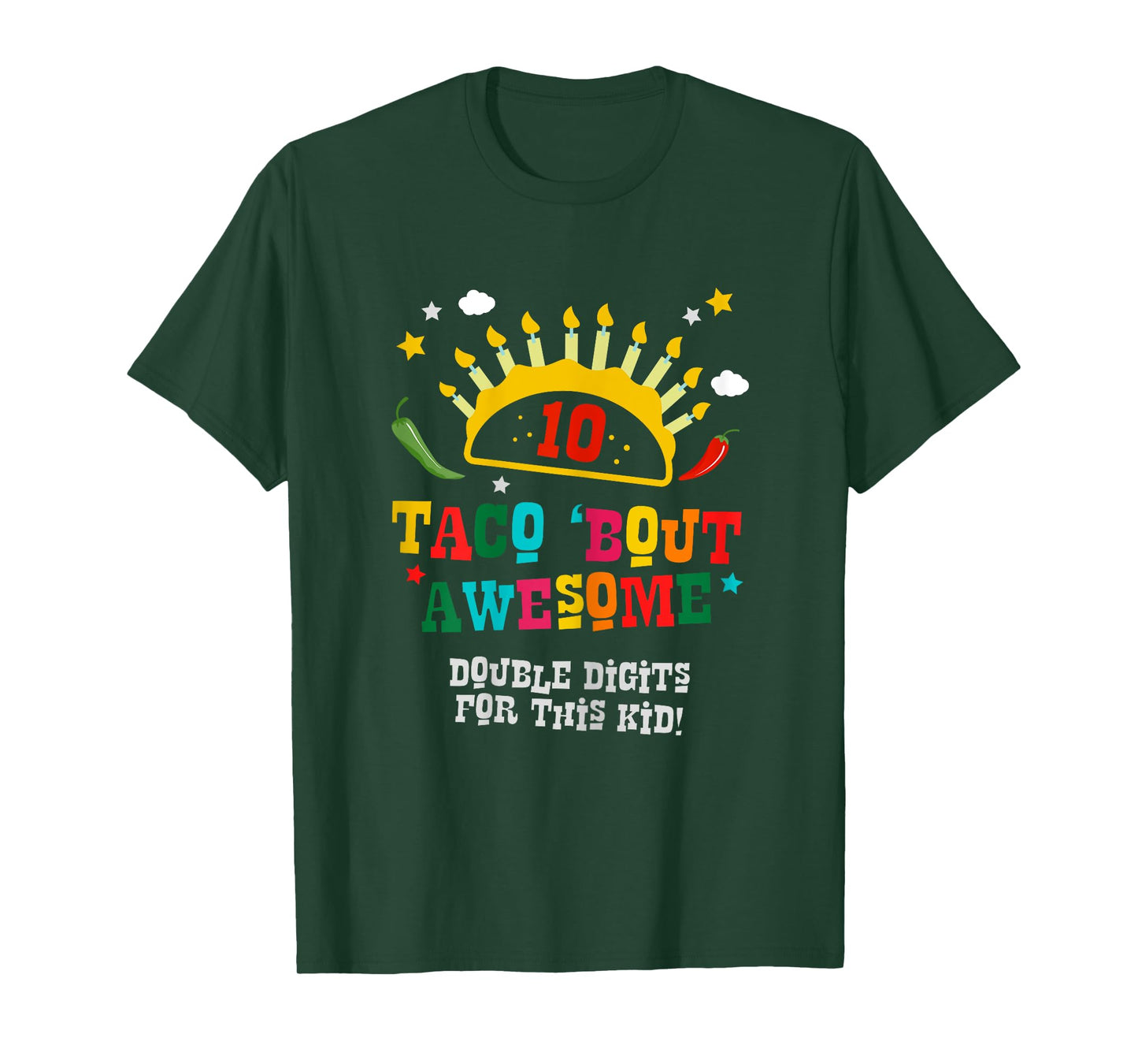 Birthday Taco Age 10 Gift - Boys Taco Bout Awesome Age Ten T-Shirt