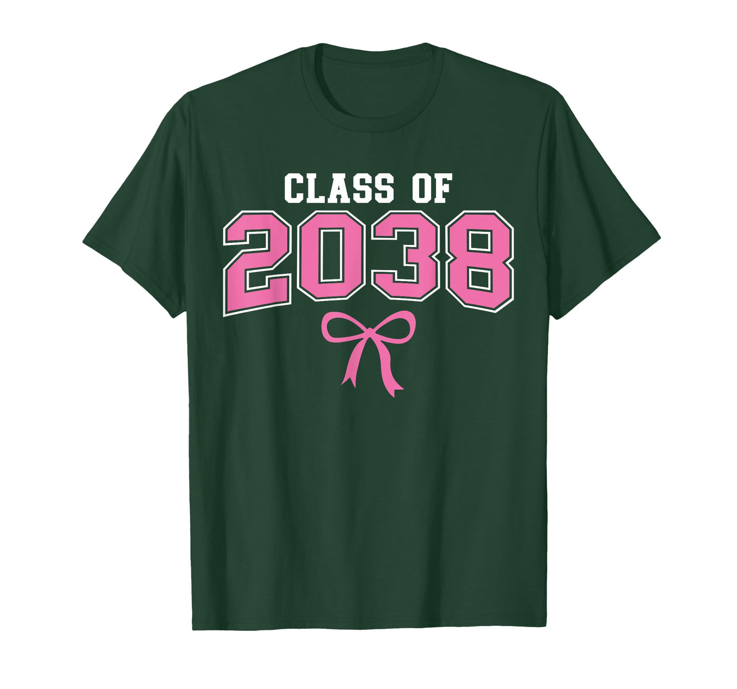 Class of 2038 Grow With Me Kindergarten Pink Coquette Bow T-Shirt