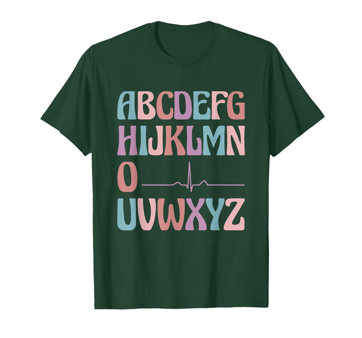 Alphabet Heartbeat Line Nursing Student ABC PQRST Nurse T-Shirt