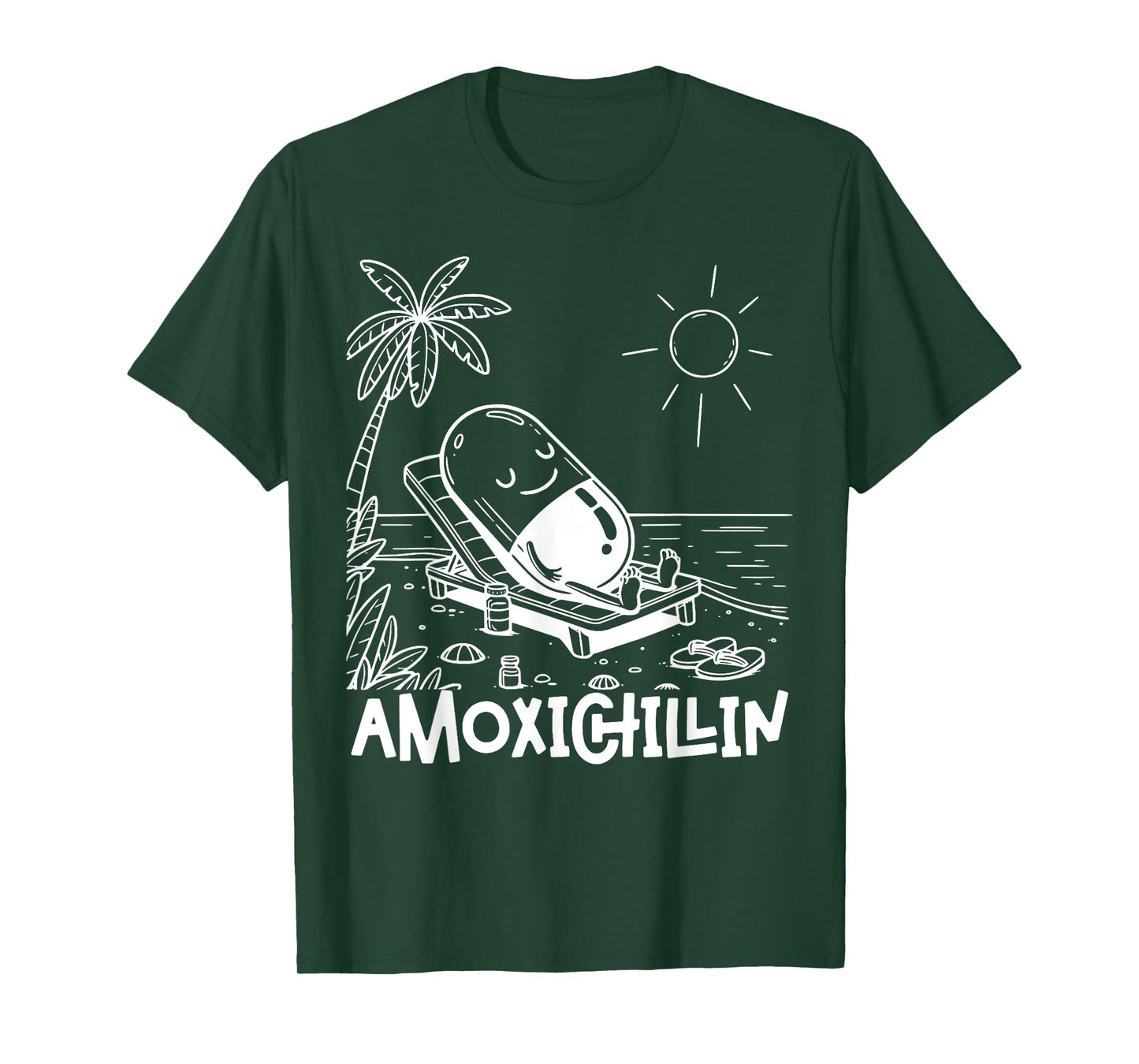 Amoxichillin Funny Pill Beach Vacation Pharmacy Technician T-Shirt