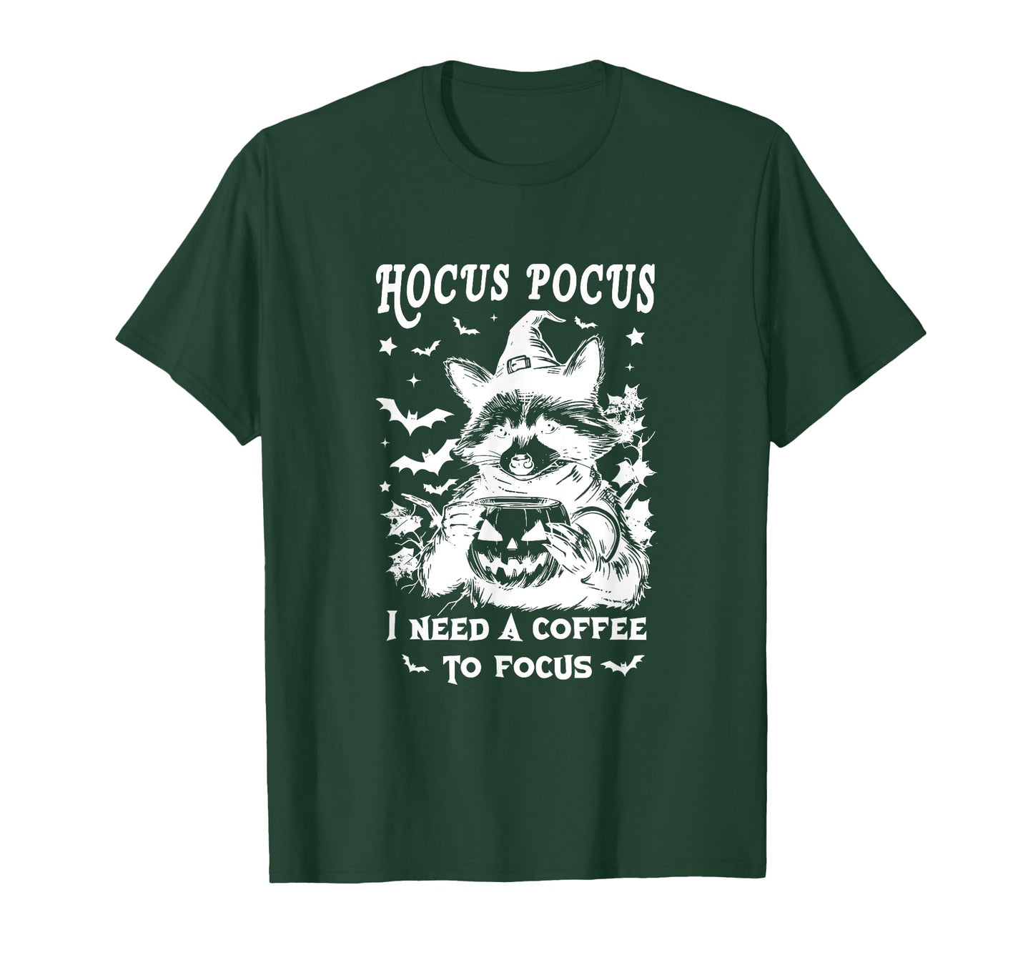 Hocus Pocus I Need To Focus Raccoon Halloween Witch Raccoon T-Shirt