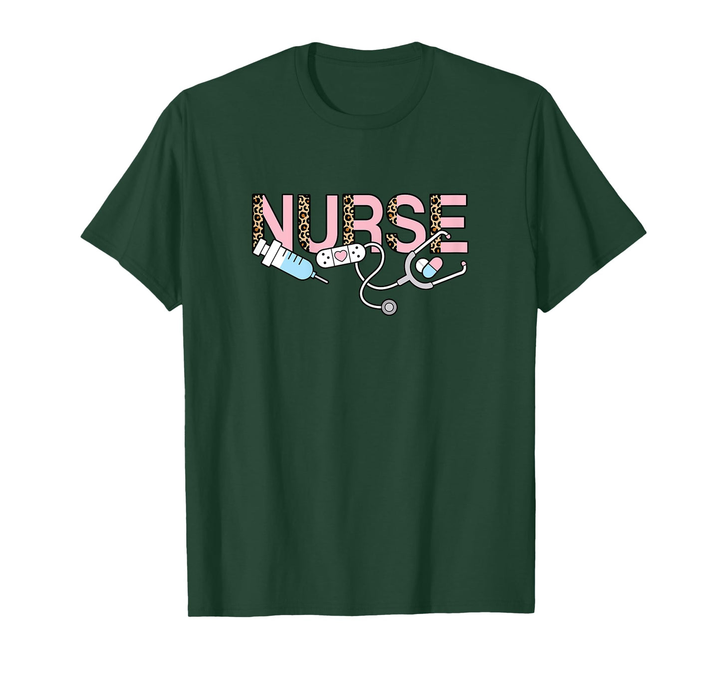 Cute Pink Nurse Leopard Print Nursing Women Girls T-Shirt