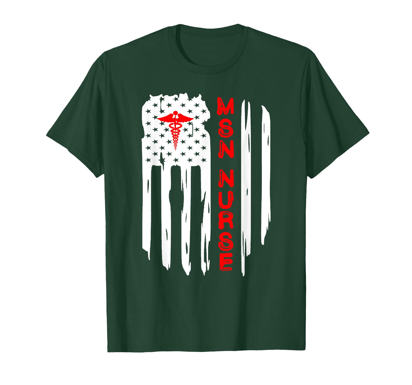 Patriotic American USA Flag MSN Nurse Caduceus RN Graduate T-Shirt