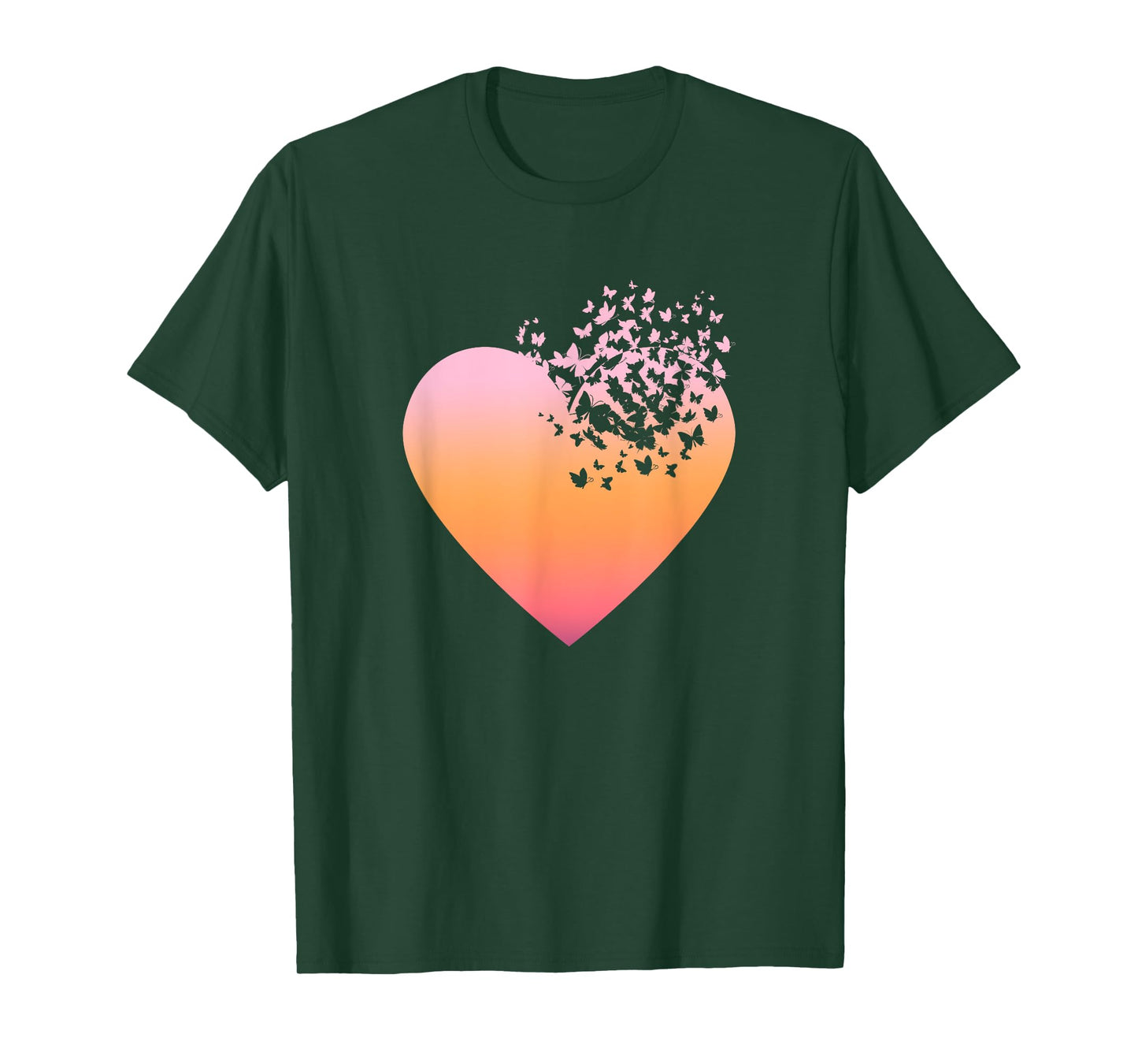 Butterfly Heart Butterflies Beautiful Colorful Spring Flower T-Shirt