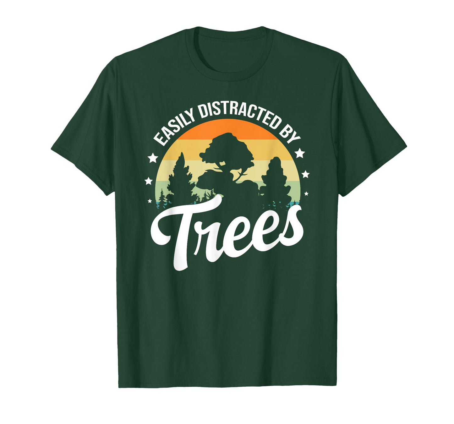 Easily Distracted By Trees For Men women & Kids Retro Vintage Arborist Tree Lover T-Shirt Black Small