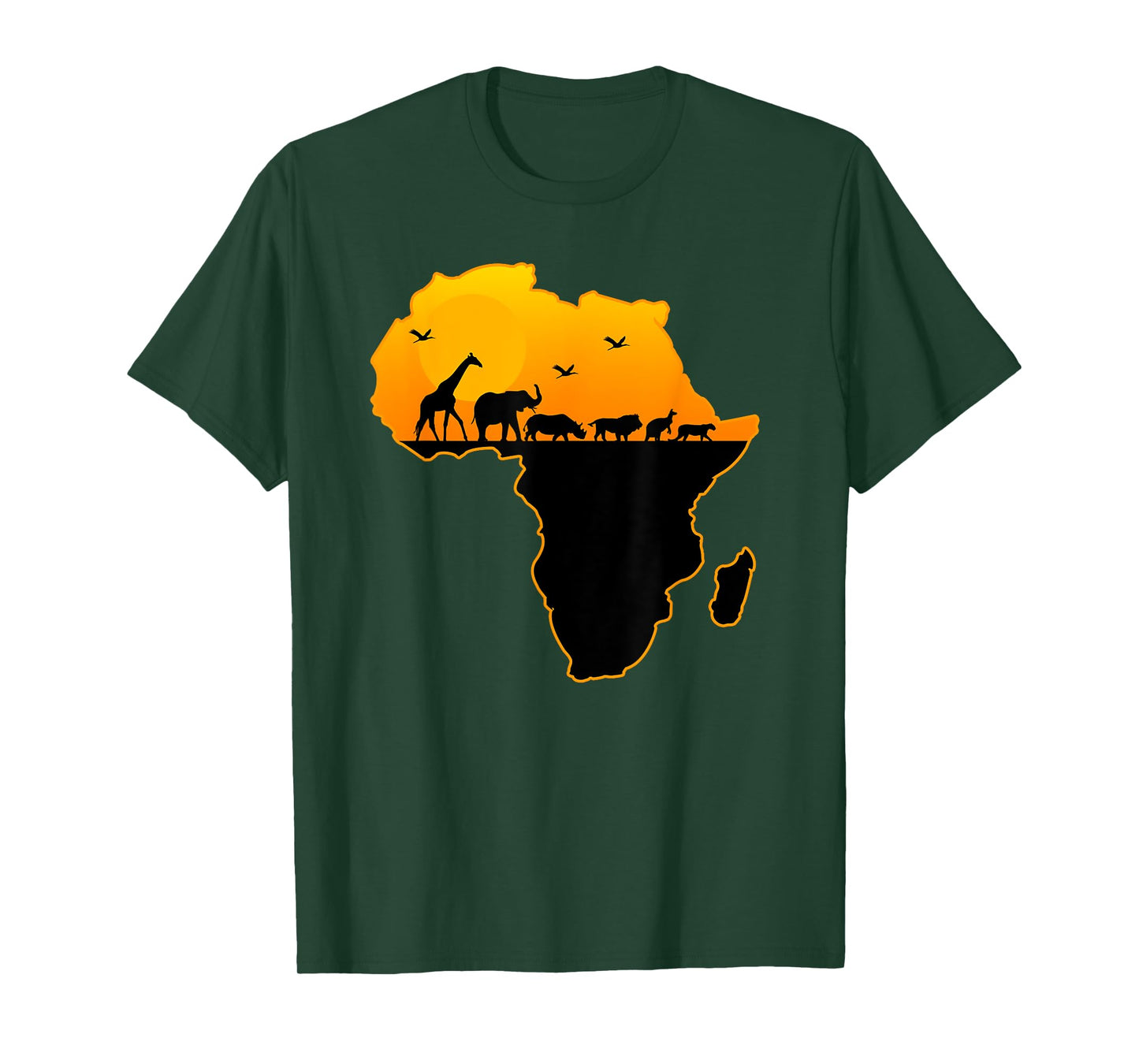 Exotic Safari Animals Silhouette Sizzling Africa Continent T-Shirt