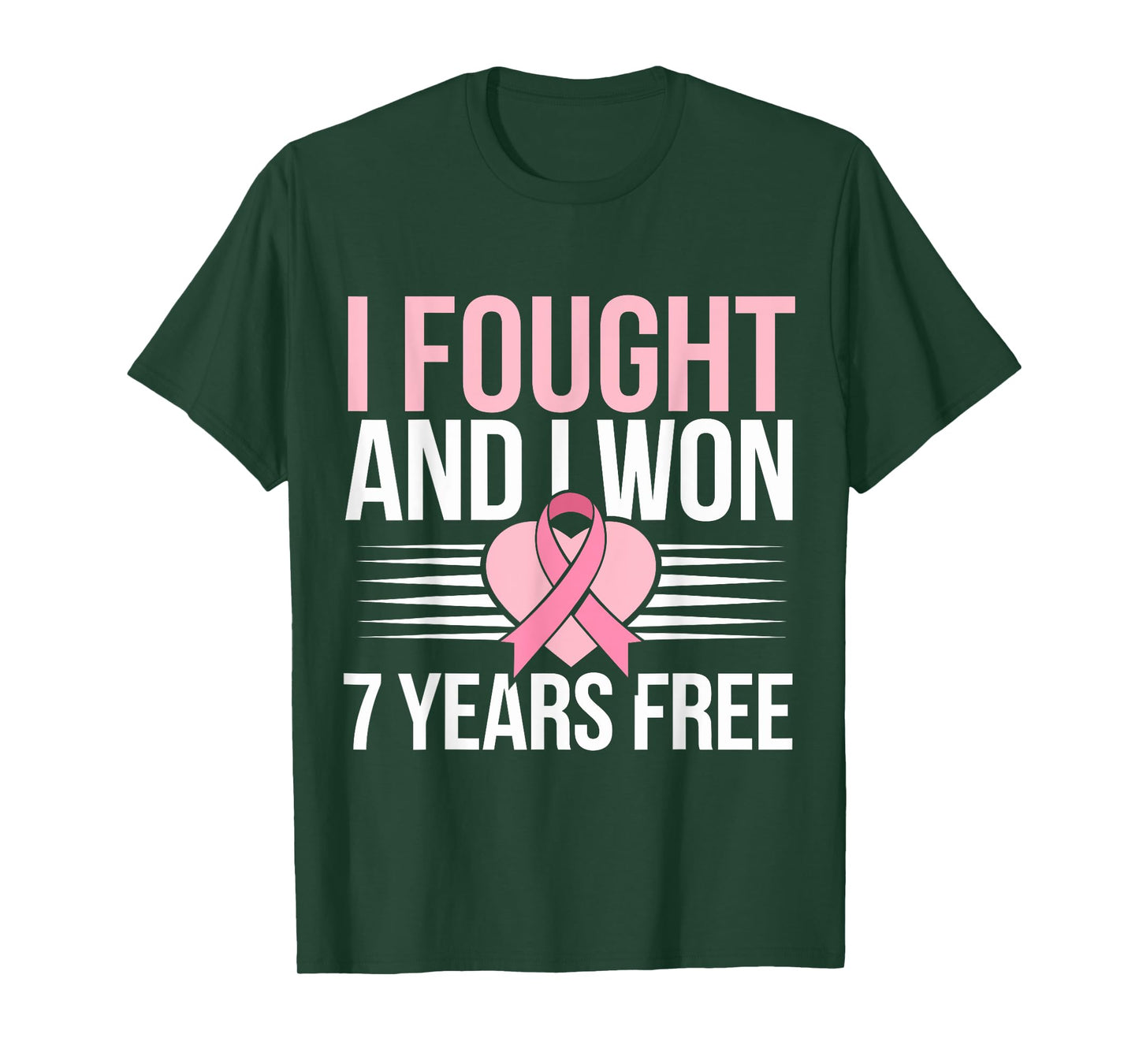 I Fought And I Won 7 Years Free Breast Cancer Awareness 2024 T-Shirt