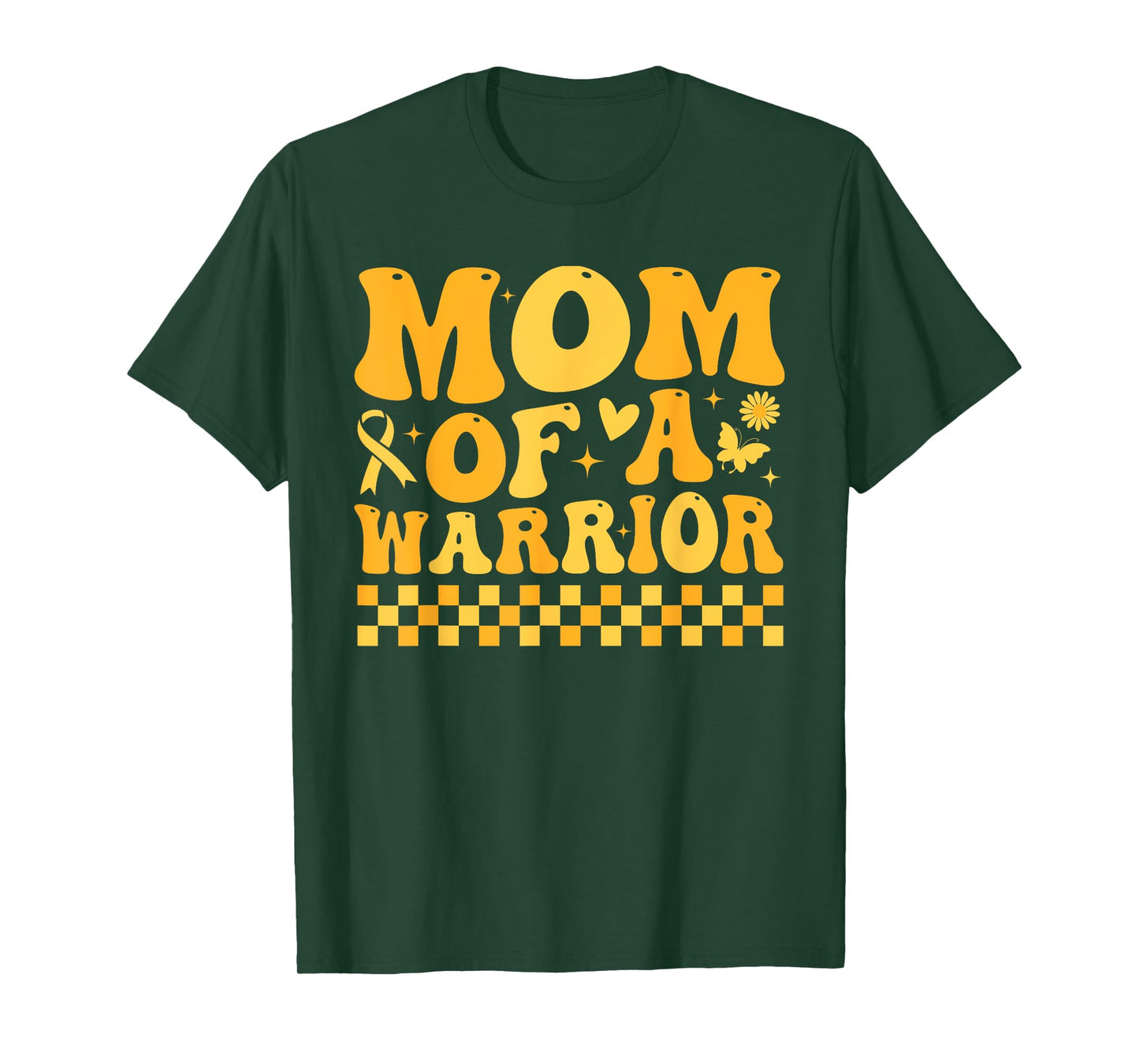 Mom of A Warrior Childhood Cancer Awareness Gold Ribbon T-Shirt
