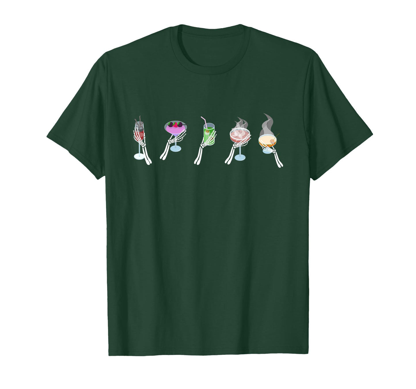Funny Fall October Skeleton Drinking Cocktail T-Shirt