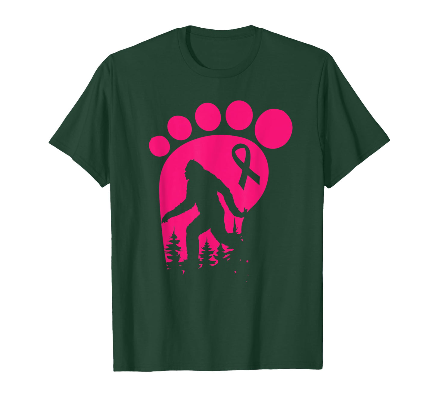 Bigfoot Pink Ribbon Breast Cancer Awareness Cool Sasquatch T-Shirt