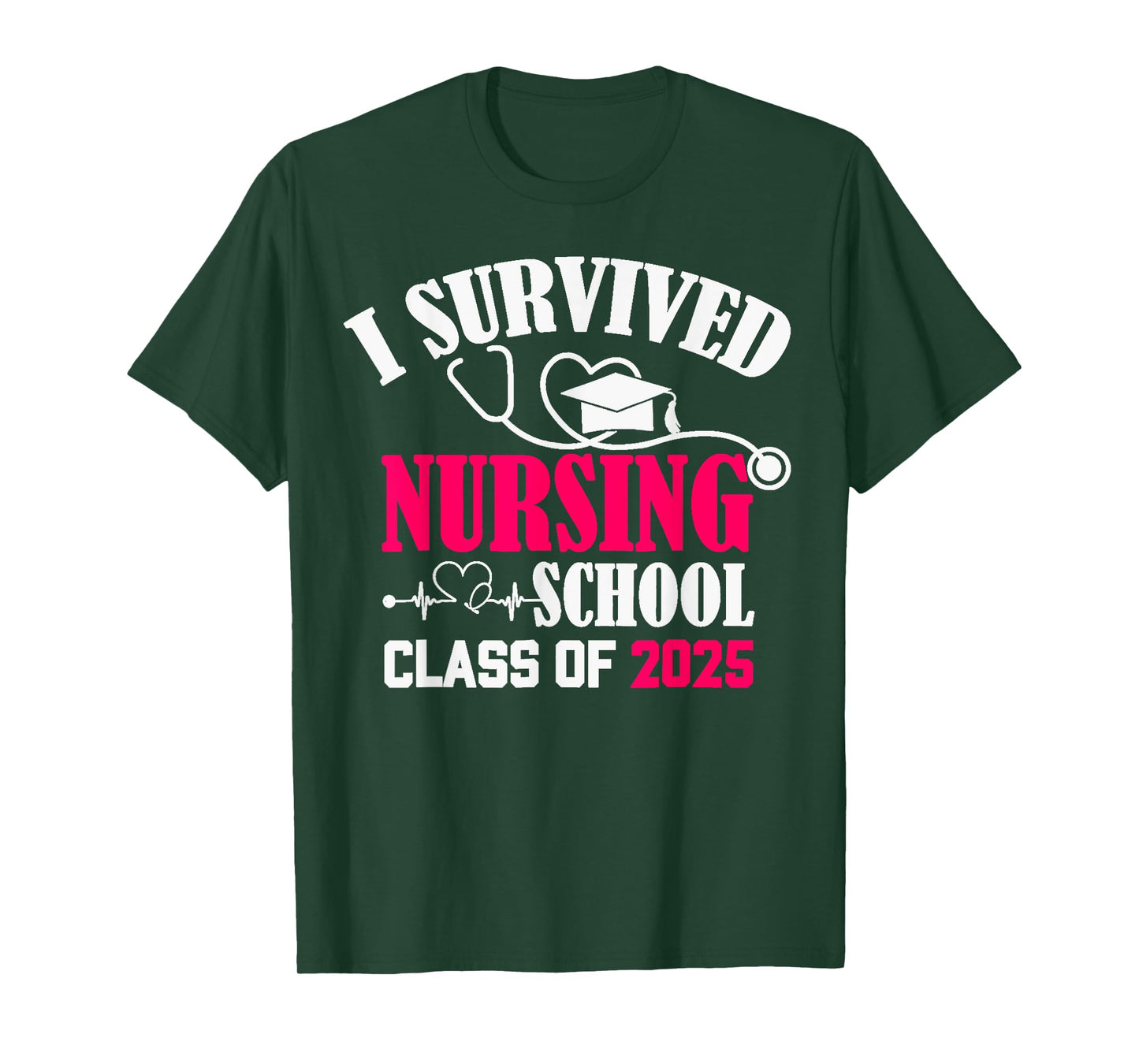 I Survived Nursing School Class Of 2025 Nurse Graduation T-Shirt