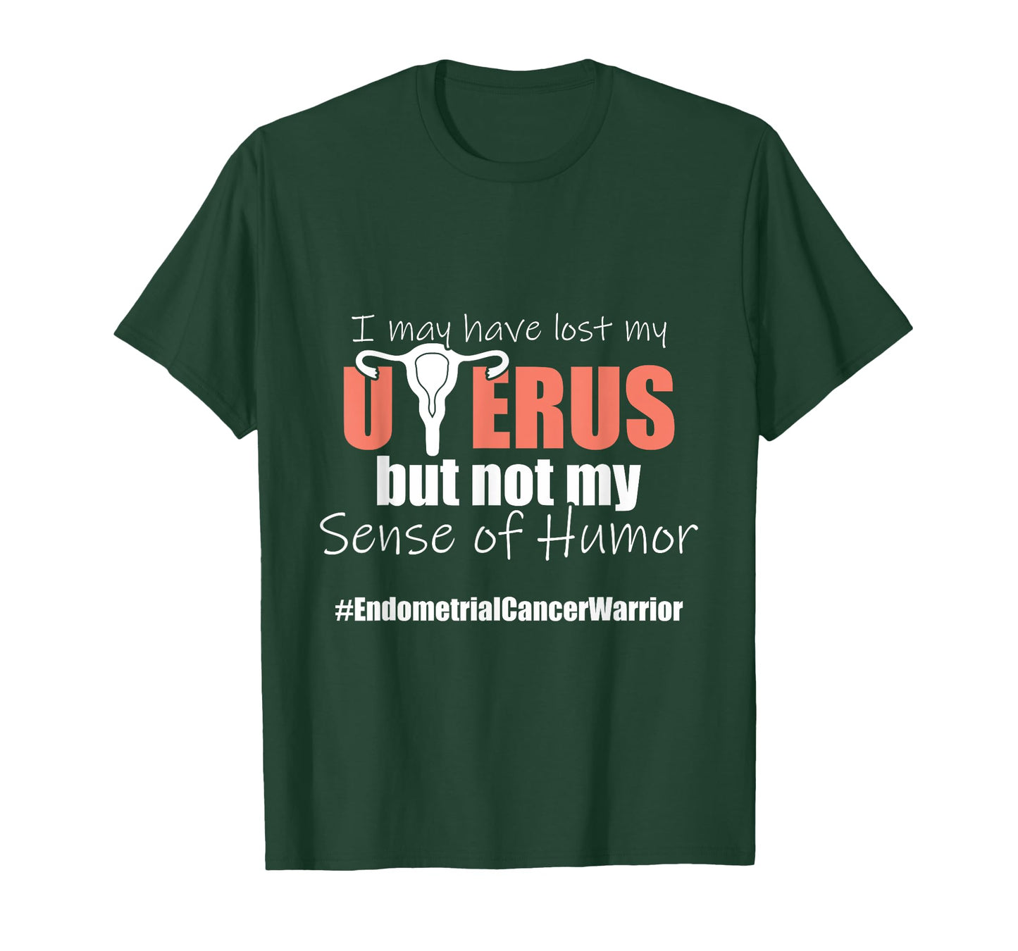 Endometrial Cancer Survivor Humor Peach Ribbon T-Shirt