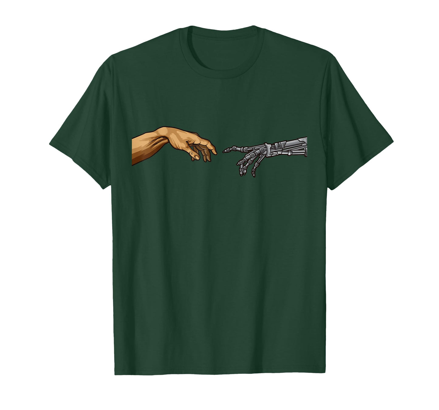 Michelangelo Creation Of Adam Hands Cyborg Robotics Funny AI T-Shirt