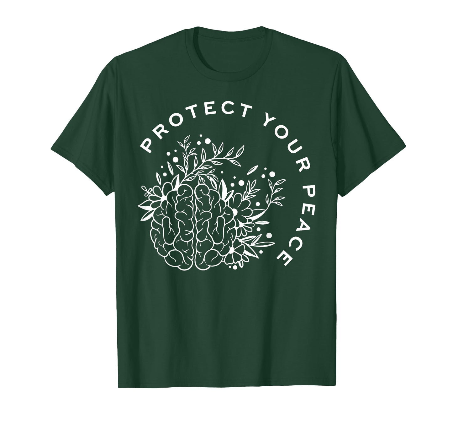 Protect Your Peace Mental Health Awareness Brain Floral T-Shirt