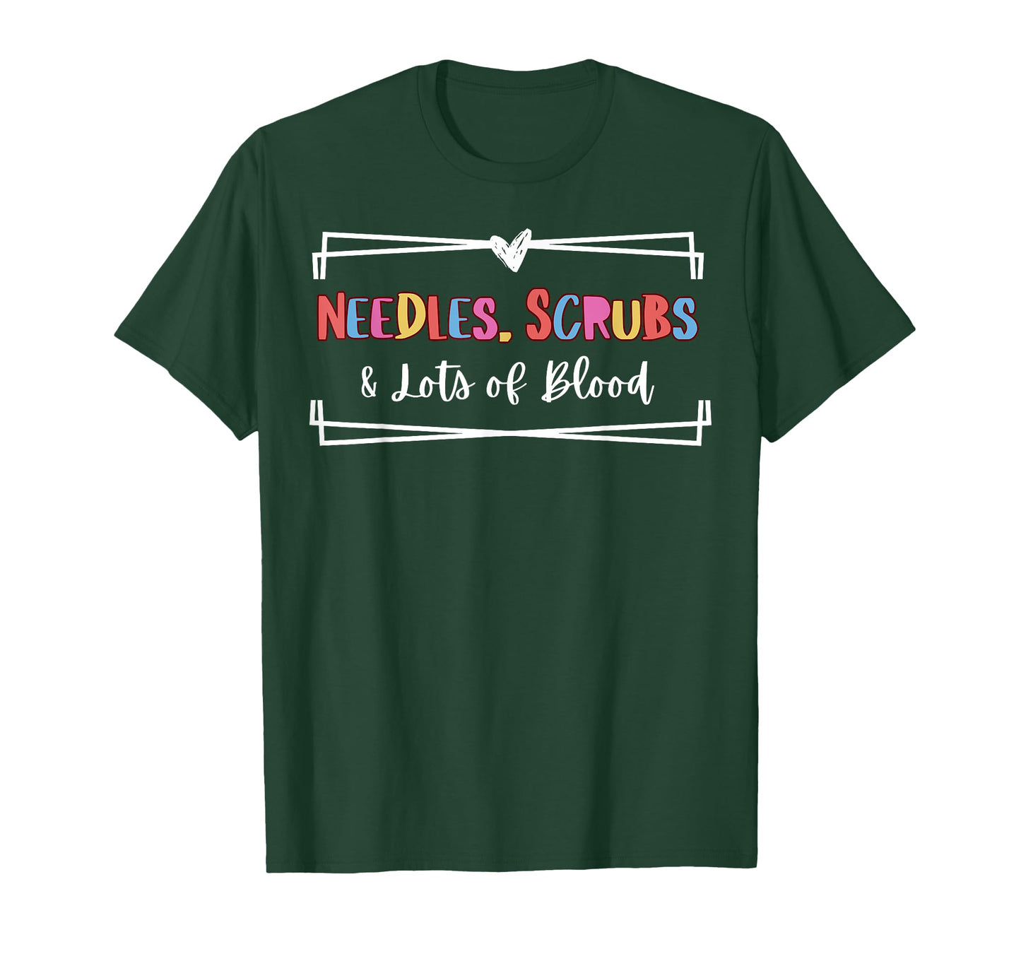 Retro Needles Scrubs And Lots Of Blood Phlebotomy Nursing T-Shirt