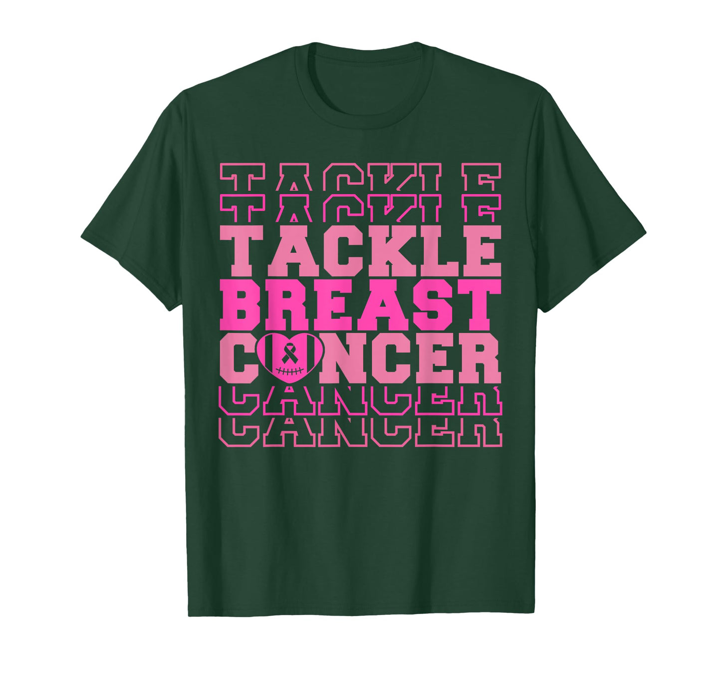 Tackle Football Breast Cancer Awareness Ribbon Boy Kids T-Shirt
