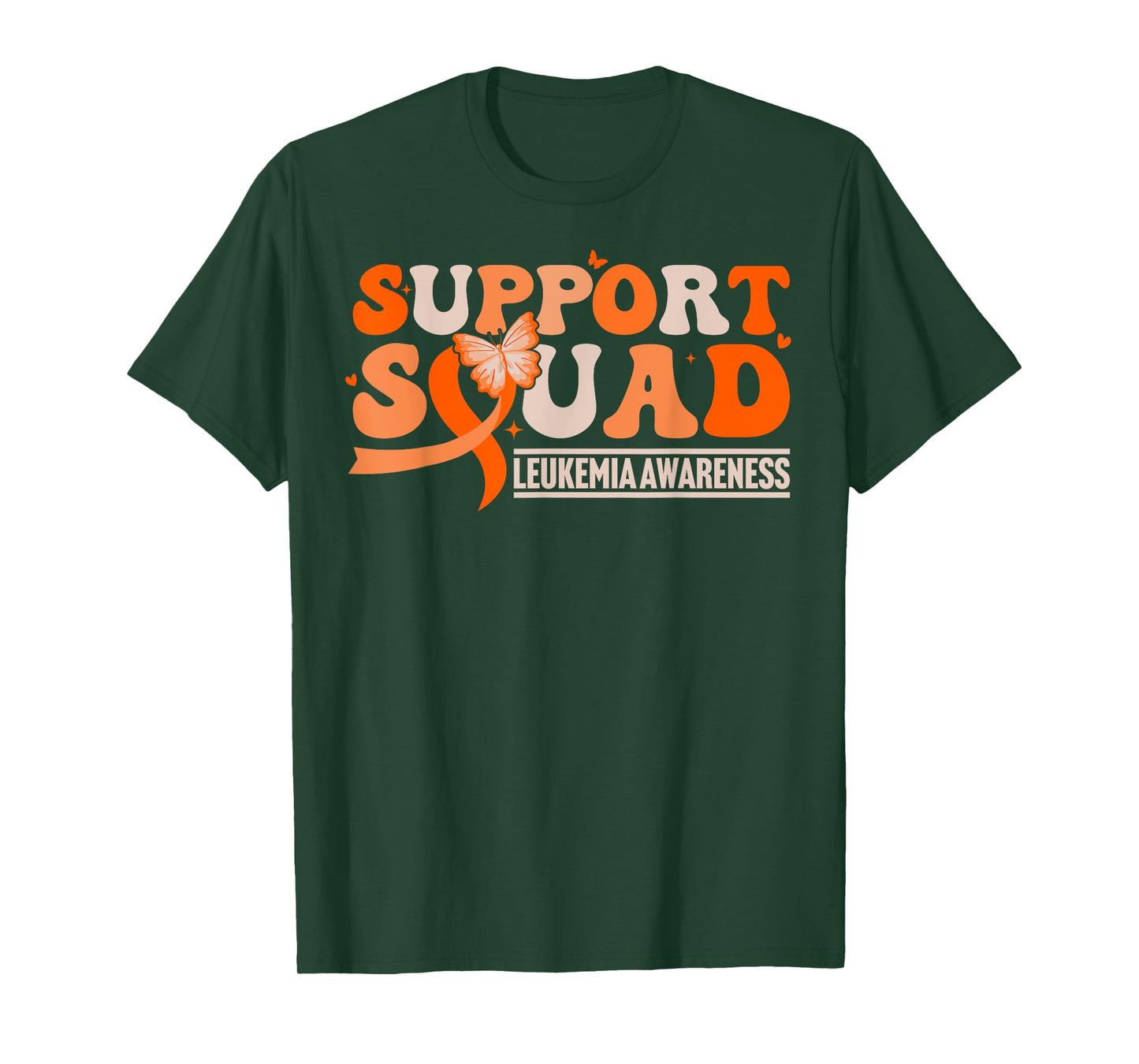 Support Squad Orange Ribbon Butterfly Leukemia Awareness T-Shirt