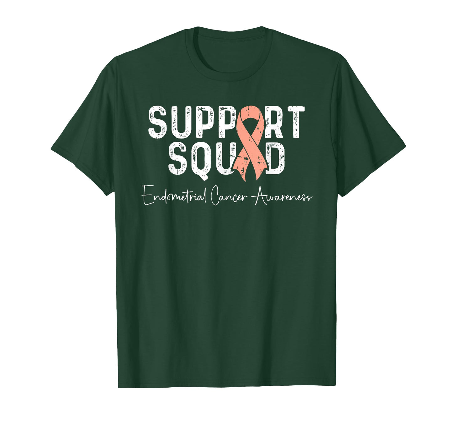 Endometrial Cancer Peach Ribbon Uterine Cancer Support Squad T-Shirt
