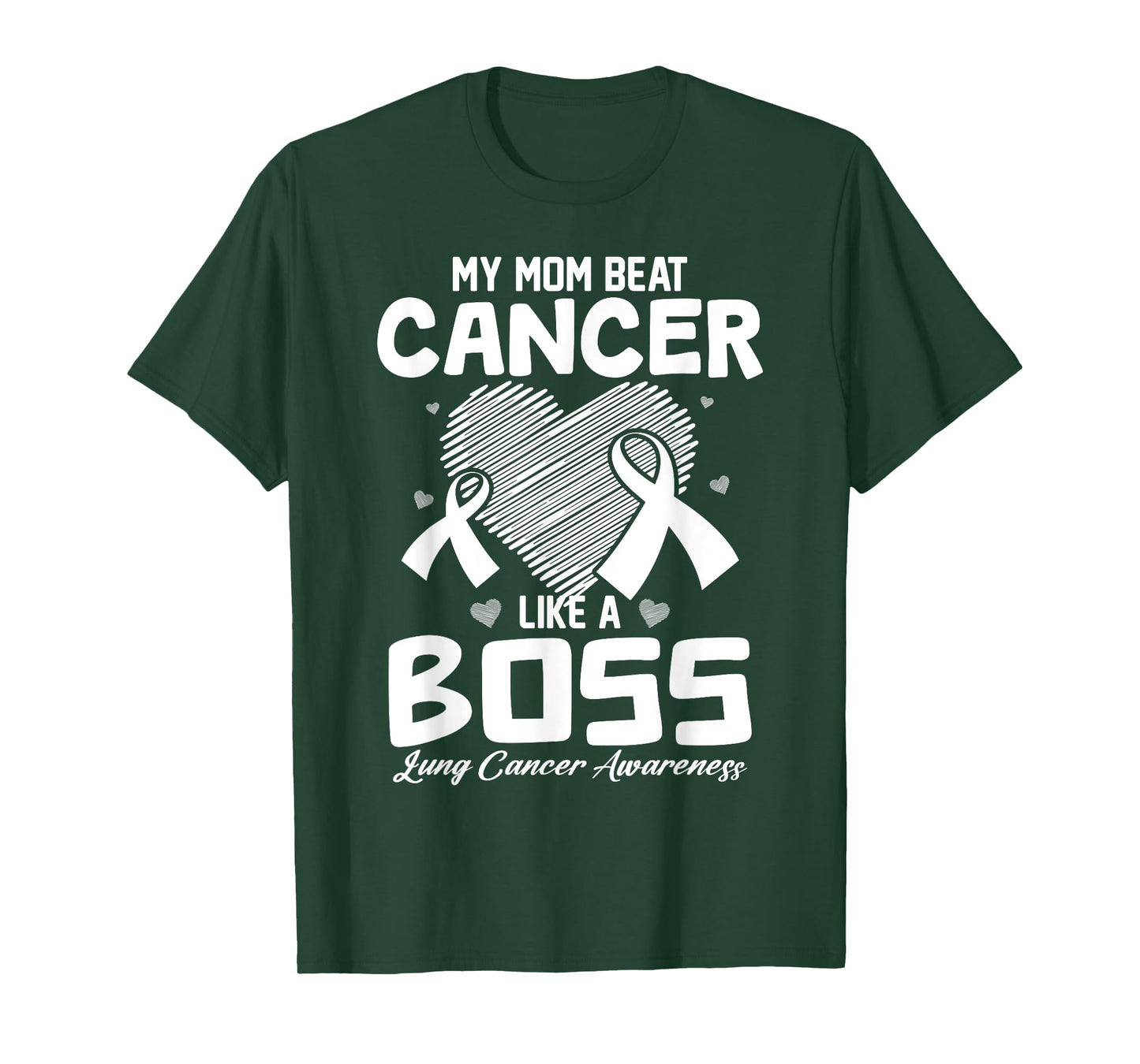 My Mom Beat Breast Cancer Like A Boss Lung Cancer Awareness T-Shirt