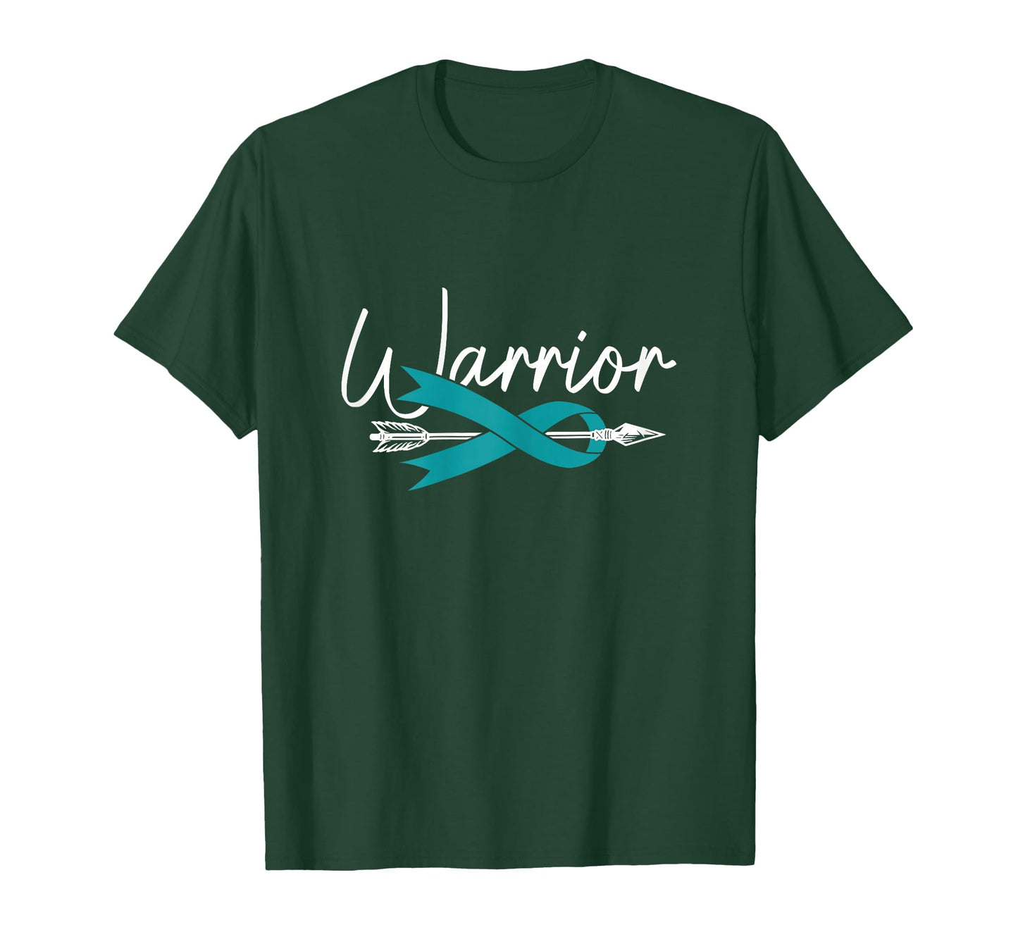 Ovarian Cancer Awareness Month Woman Teal Ribbon Warrior T-Shirt