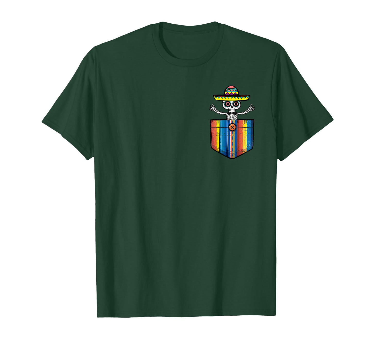 Cinco De Mayo Serape Skeleton Mariachi Pocket Mexican Party T-Shirt