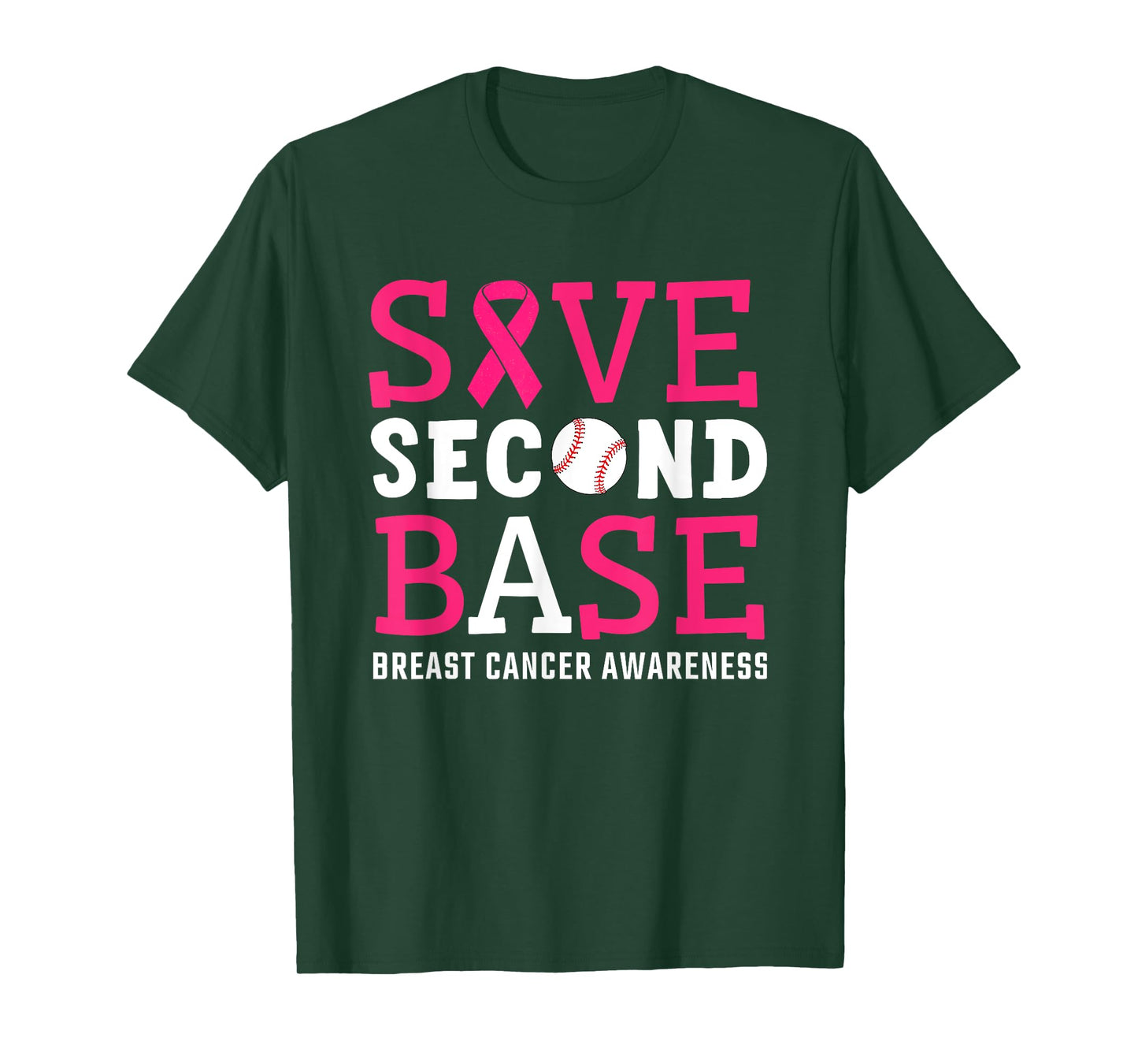 Save Second 2nd Base Breast Cancer Awareness Month Baseball T-Shirt