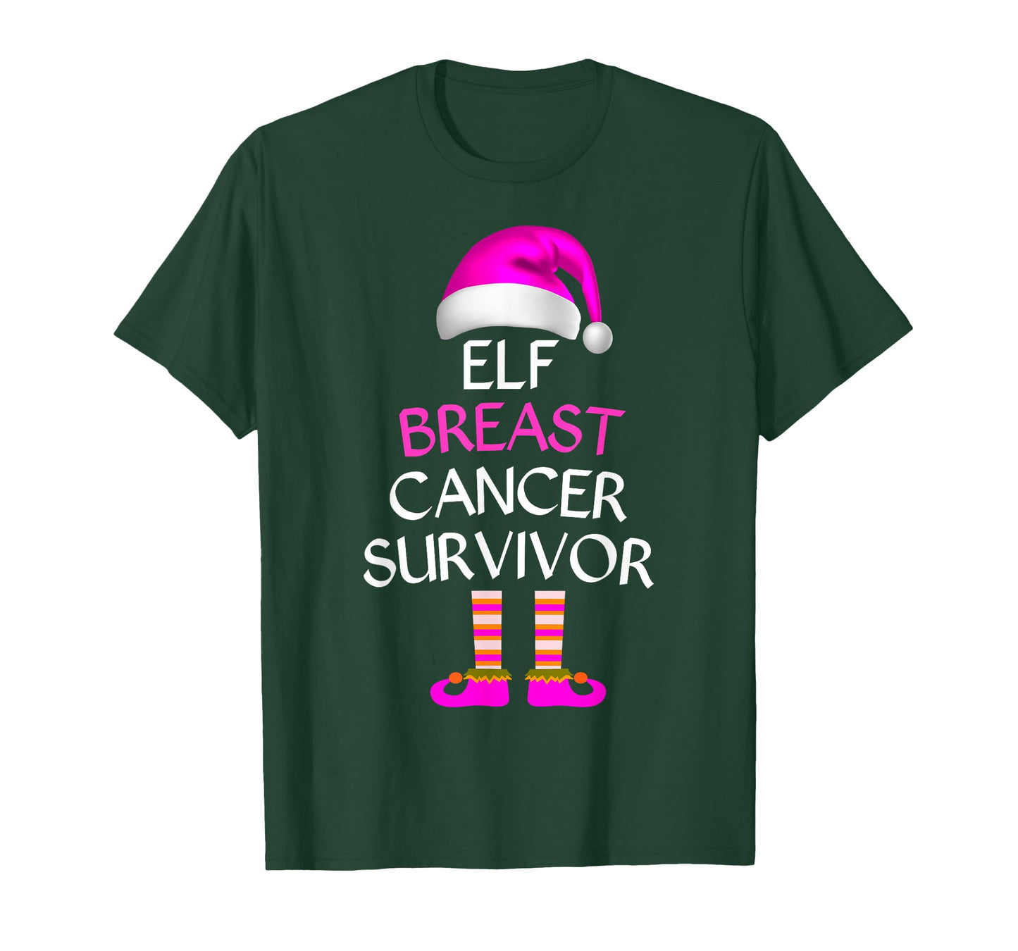 Survivor Breast Cancer Awareness Elf Breast Cancer Awareness T-Shirt