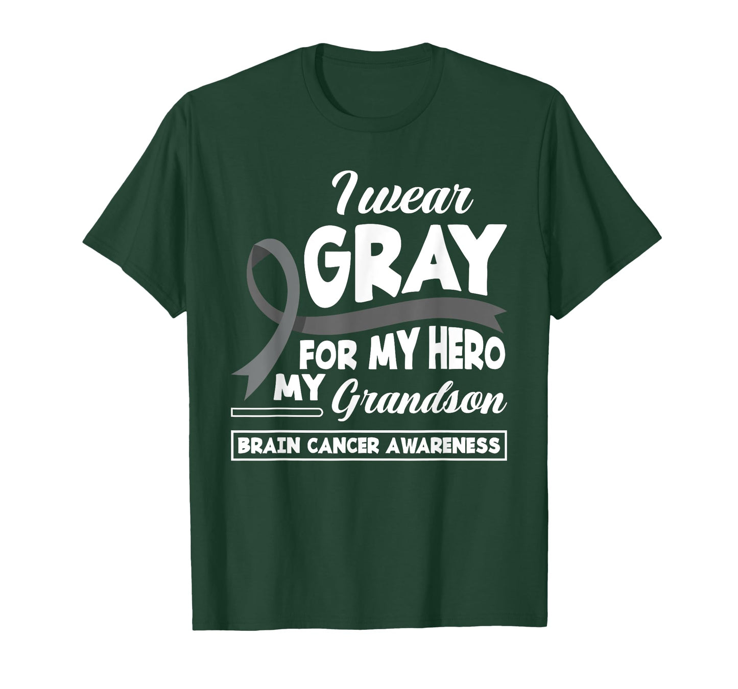 I Wear Gray For My Hero My Grandson Brain Cancer Awareness T-Shirt