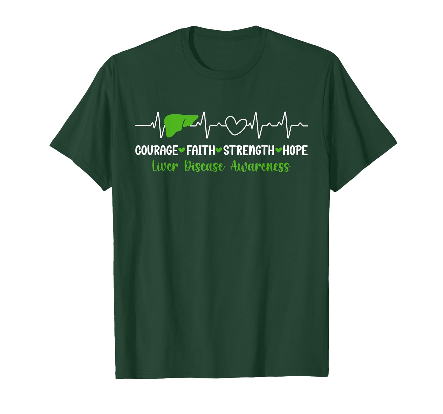 Liver Disease Awareness Heartbeat Liver Disease Warrior T-Shirt, Small, Black