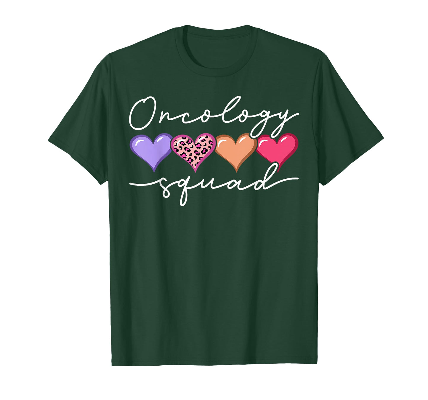 Oncology Squad Oncologist Oncology Nurse Heart Leopard T-Shirt