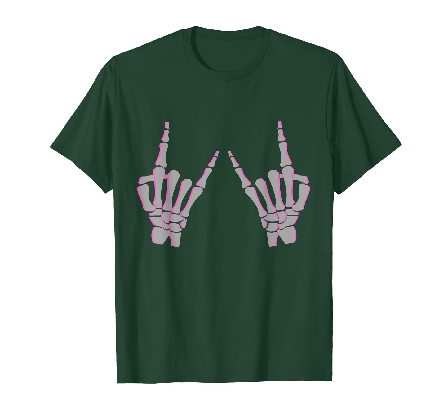 Skeleton Hand Horns Rock On Heavy Metal Women Back the Pink T-Shirt