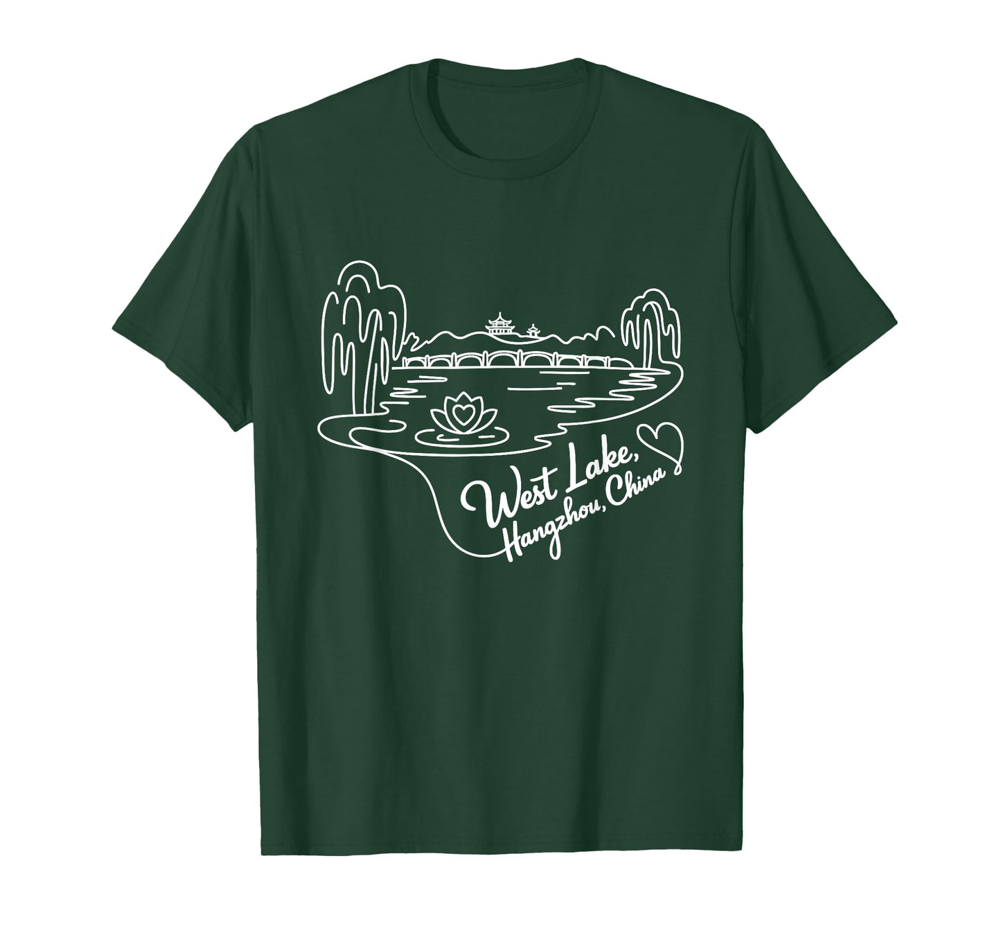 West Lake, Hangzhou, China Signature Heart Art Souvenir T-Shirt