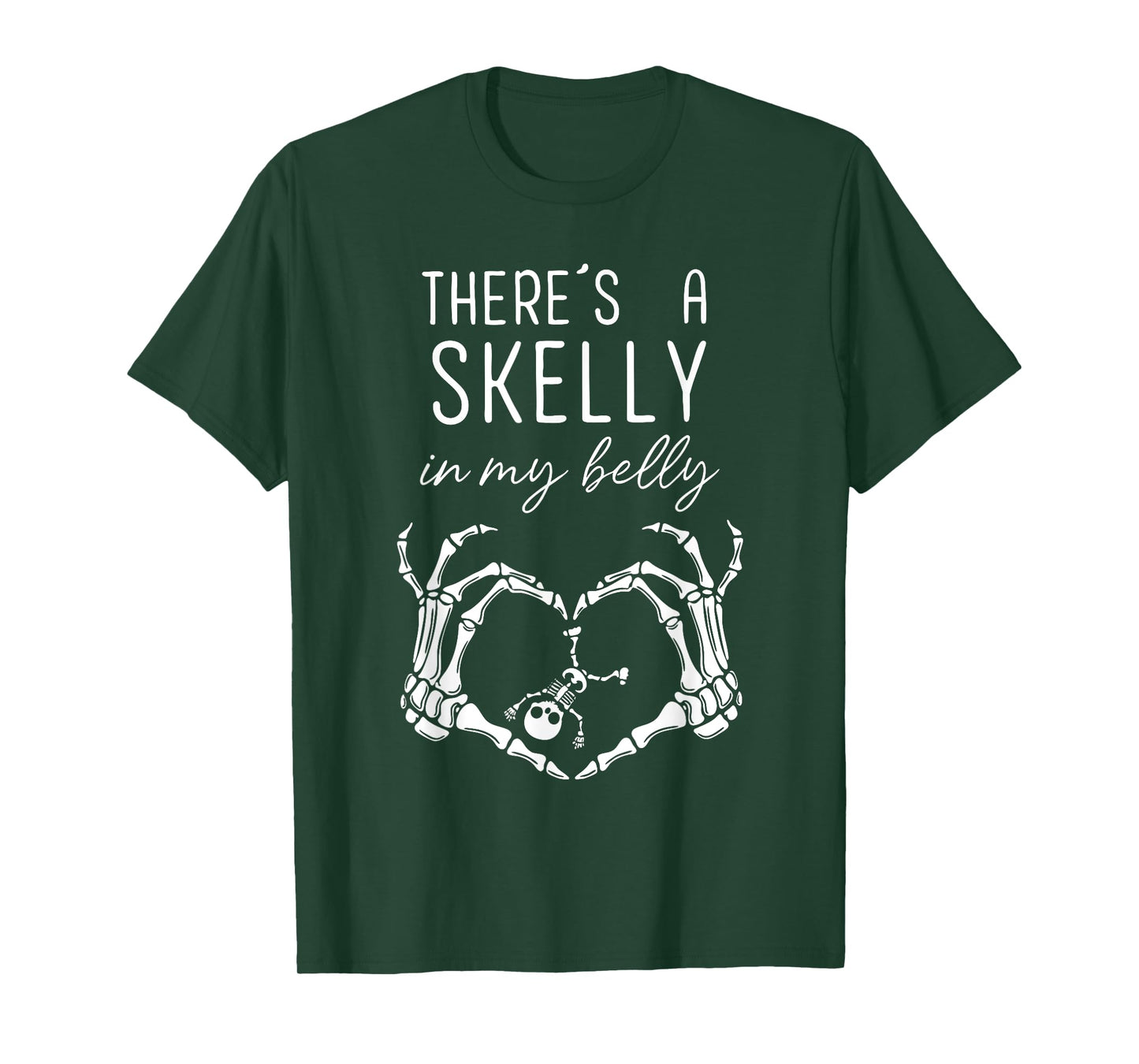 Funny Skeleton There's Skelly in My Belly Pregnant Halloween T-Shirt