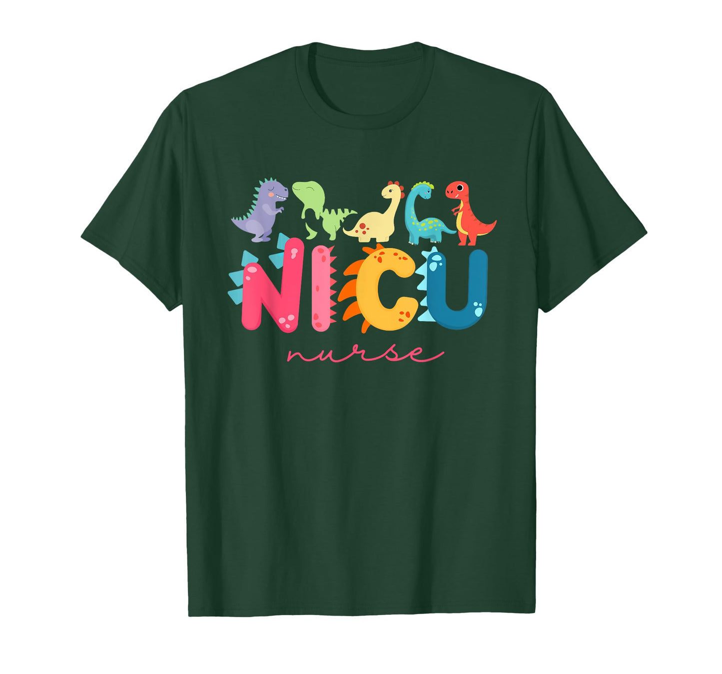 NICU Nurse ICU Neonatal Dinosaur Team Tiny Humans For Womens T-Shirt