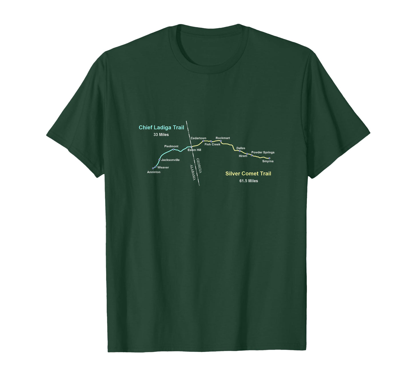 Silver Comet, Chief Ladiga Trail Route Map T-Shirt
