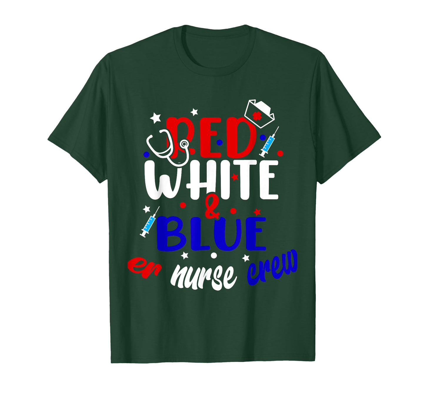 ER Nurse 4th of July Red White Blue ER ED Emergency Crew T-Shirt for Women Kids Men