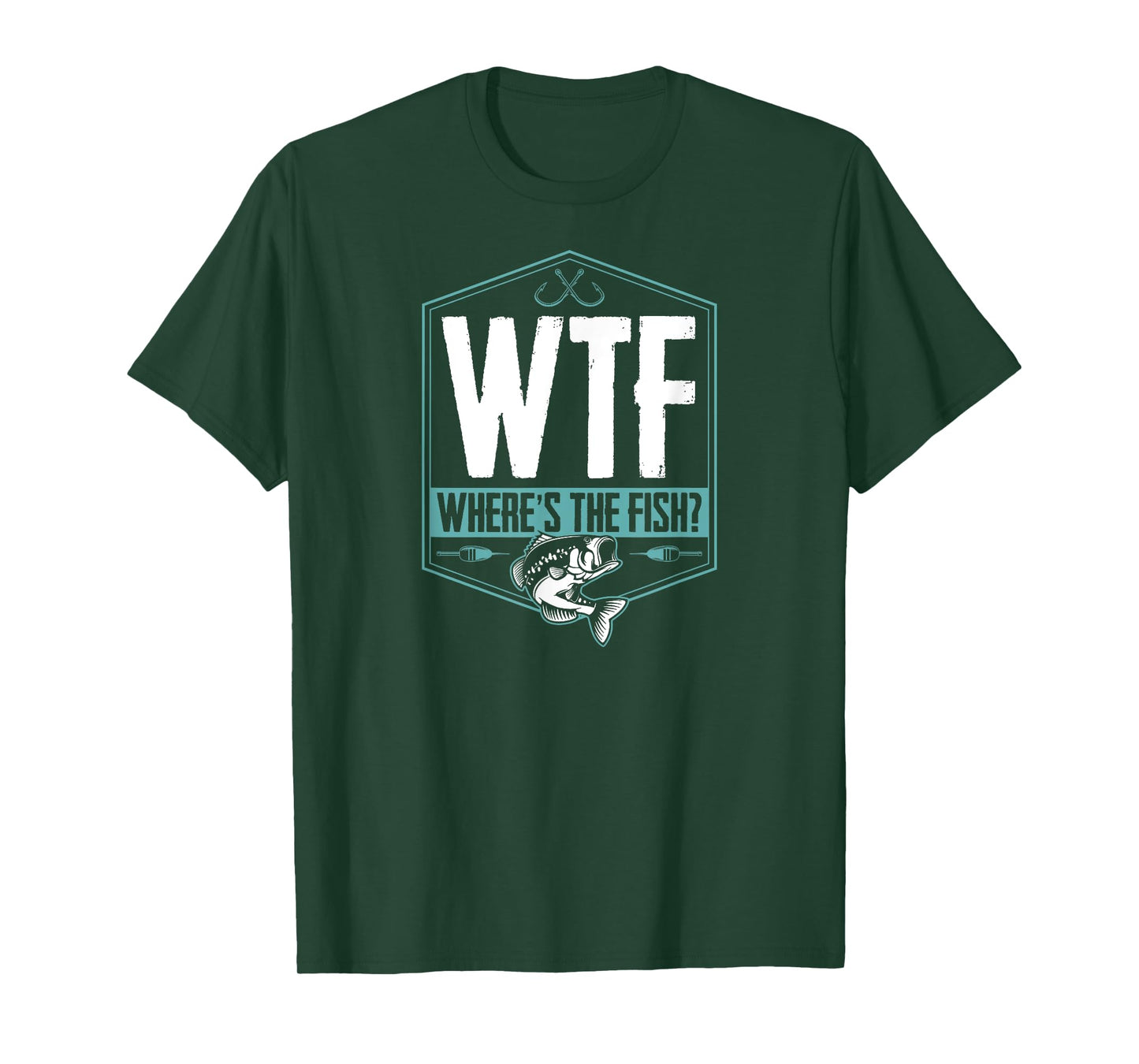 WTF Where's The Fish Funny Fishing Joke Hook Lure Bass T-Shirt