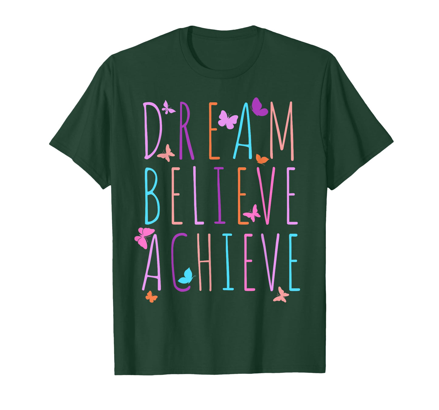 Affirmation Shirt for Girls Butterfly Dream Believe Achieve T-Shirt