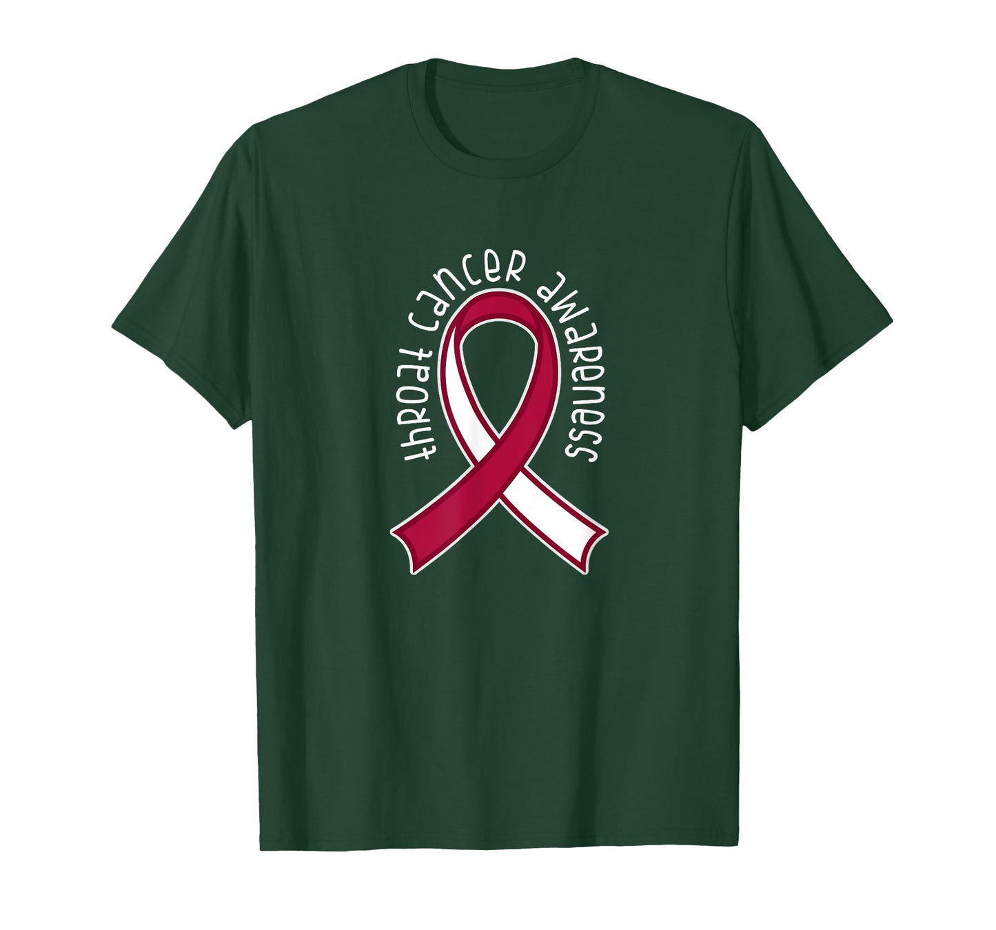 Throat Cancer Awareness Burgundy White Ribbon T-shirt T-Shirt