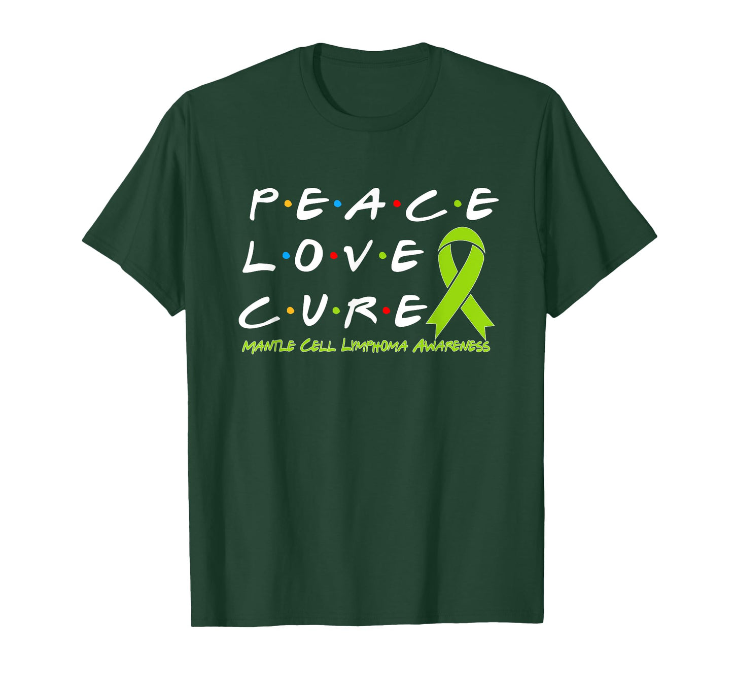 Mantle Cell Lymphoma Awareness Peace Love Cure T-Shirt