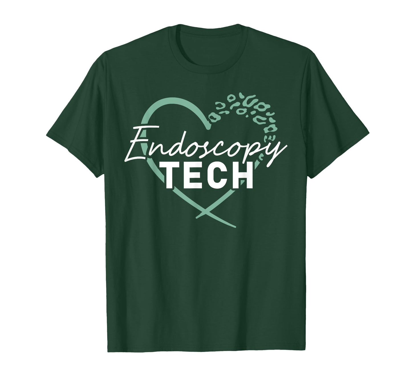 Endoscopy Tech Technician Heart Leopard T-Shirt
