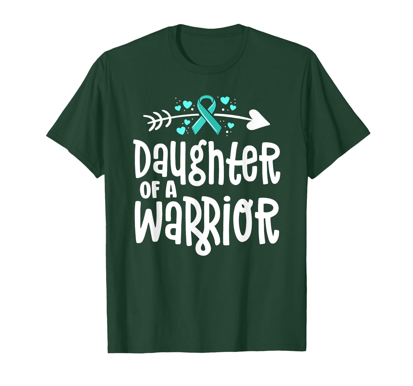 Daughter Of A Warrior Ovarian Cancer Shirts For Family Teal T-Shirt