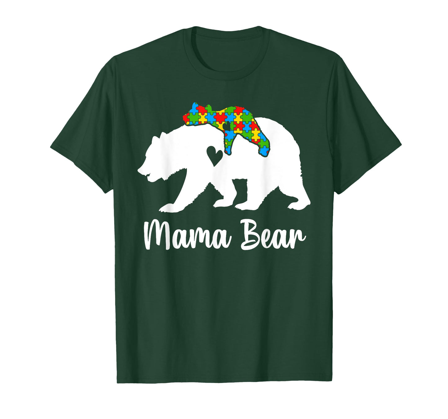 Mama Bear Love Support Autism Awareness Bear Family T-Shirt