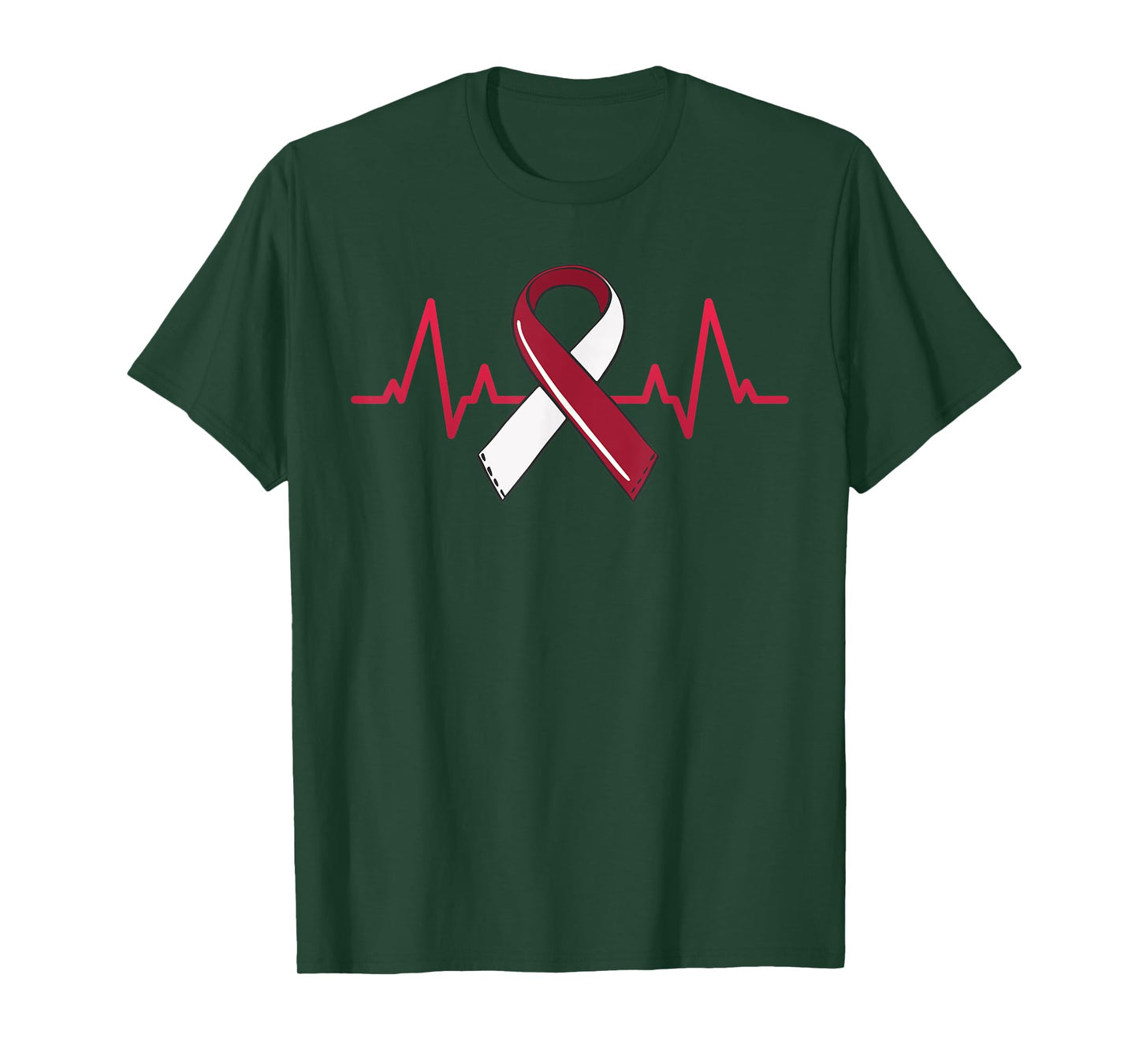 Oral Head And Neck Cancer Heartbeat Throat Burgundy Ribbon T-Shirt